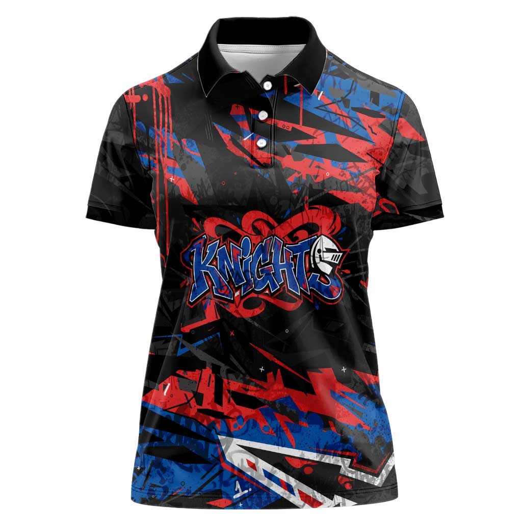Personalized Newcastle Knights Women Polo Shirt Graffiti Grunge Abstract Urban Street Style Design