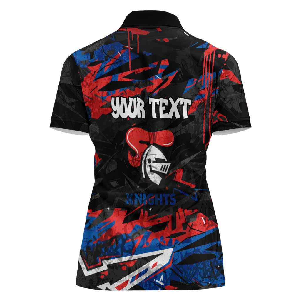 Personalized Newcastle Knights Women Polo Shirt Graffiti Grunge Abstract Urban Street Style Design