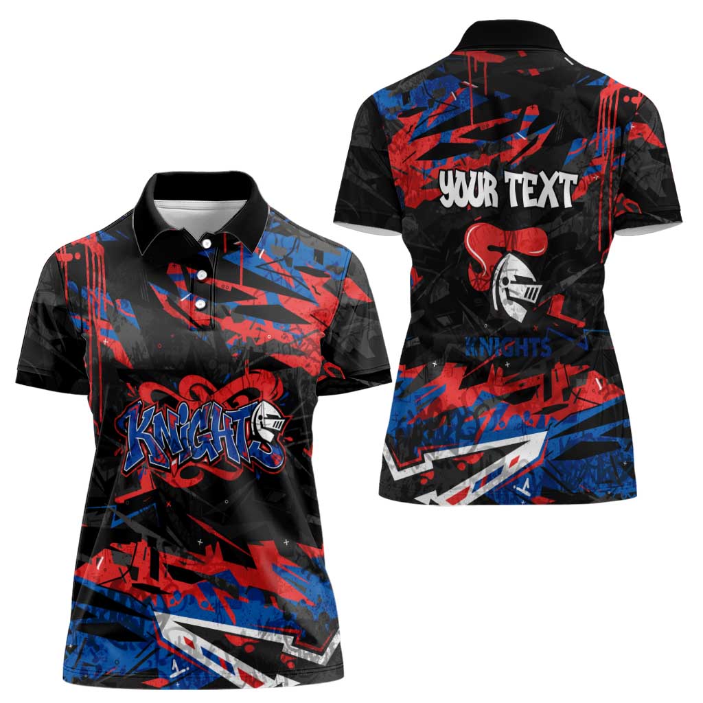 Personalized Newcastle Knights Women Polo Shirt Graffiti Grunge Abstract Urban Street Style Design