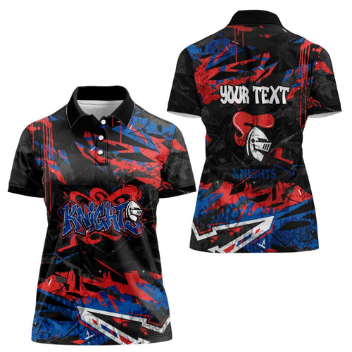Personalized Newcastle Knights Women Polo Shirt Graffiti Grunge Abstract Urban Street Style Design