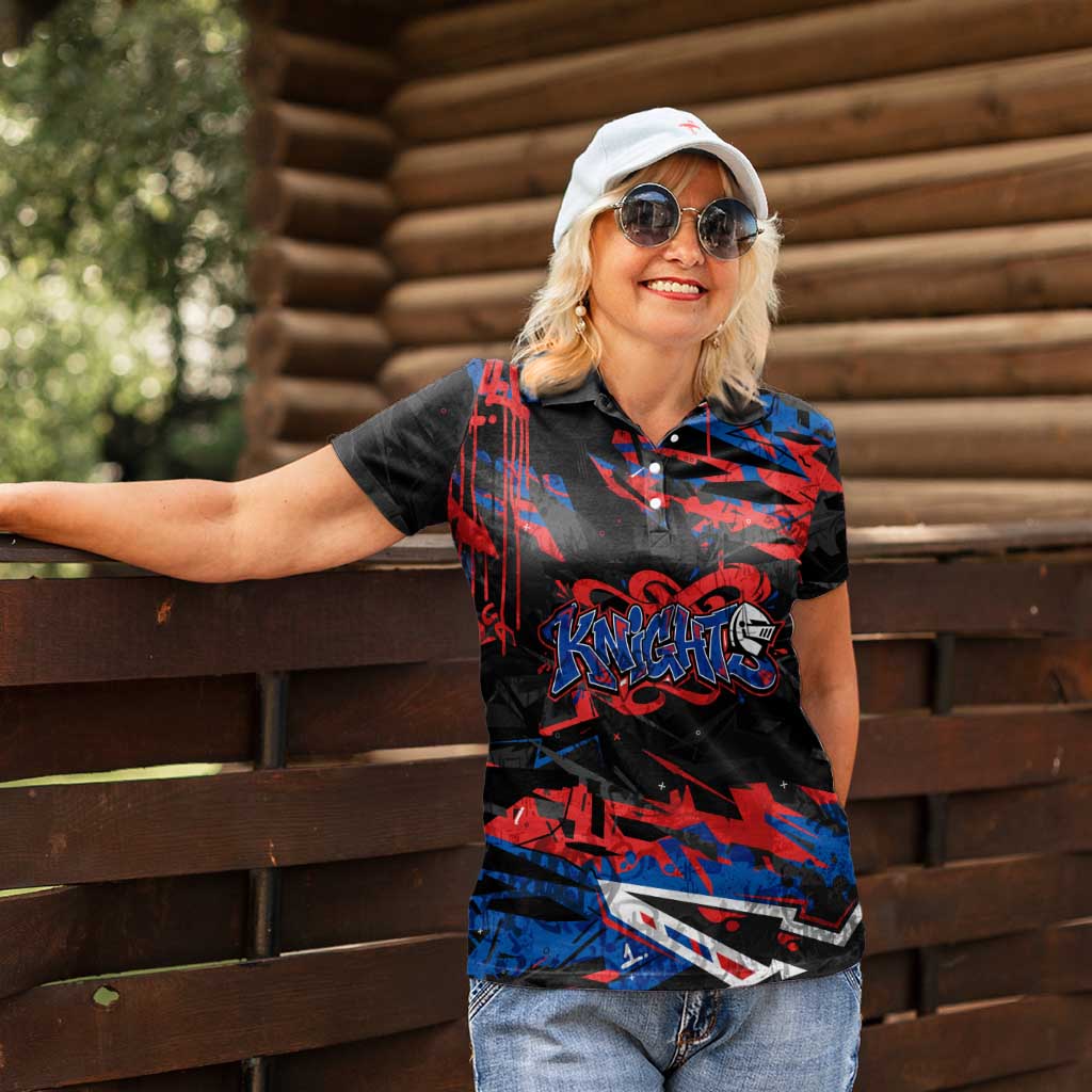 Personalized Newcastle Knights Women Polo Shirt Graffiti Grunge Abstract Urban Street Style Design