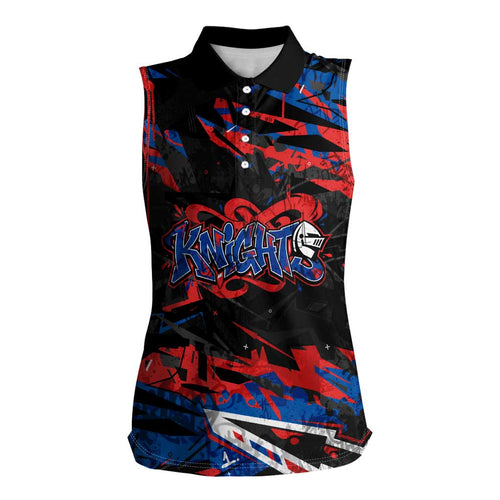 Personalized Newcastle Knights Women Sleeveless Polo Shirt Graffiti Grunge Abstract Urban Street Style Design