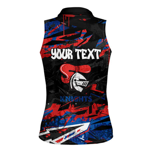 Personalized Newcastle Knights Women Sleeveless Polo Shirt Graffiti Grunge Abstract Urban Street Style Design