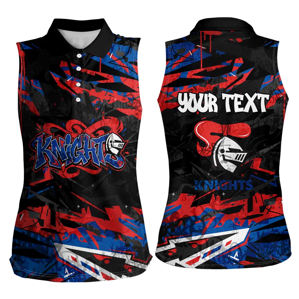 Personalized Newcastle Knights Women Sleeveless Polo Shirt Graffiti Grunge Abstract Urban Street Style Design