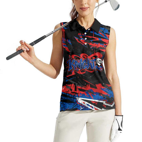 Personalized Newcastle Knights Women Sleeveless Polo Shirt Graffiti Grunge Abstract Urban Street Style Design