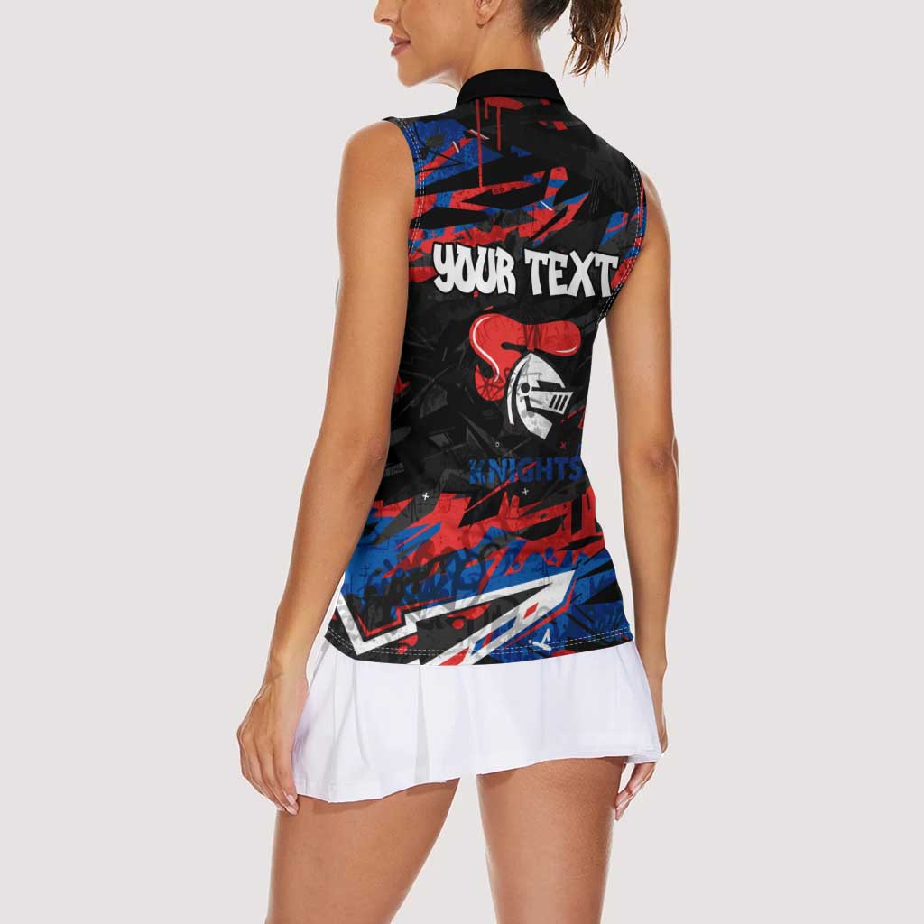 Personalized Newcastle Knights Women Sleeveless Polo Shirt Graffiti Grunge Abstract Urban Street Style Design