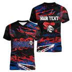Personalized Newcastle Knights Women V-Neck T-Shirt Graffiti Grunge Abstract Urban Street Style Design