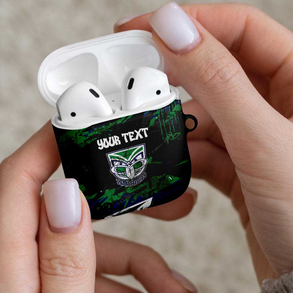 Personalized New Zealand Warriors AirPods Case Graffiti Grunge Abstract Urban Street Style Design