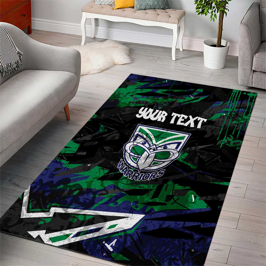 Personalized New Zealand Warriors Area Rug Graffiti Grunge Abstract Urban Street Style Design