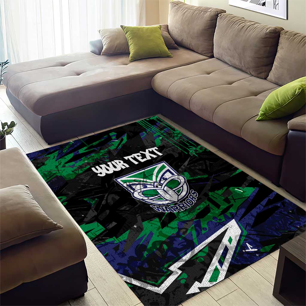 Personalized New Zealand Warriors Area Rug Graffiti Grunge Abstract Urban Street Style Design