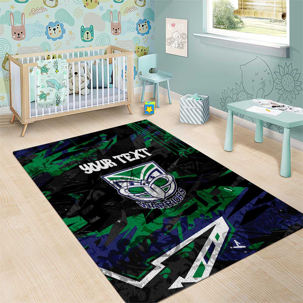 Personalized New Zealand Warriors Area Rug Graffiti Grunge Abstract Urban Street Style Design