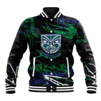 Personalized New Zealand Warriors Baseball Jacket Graffiti Grunge Abstract Urban Street Style Design
