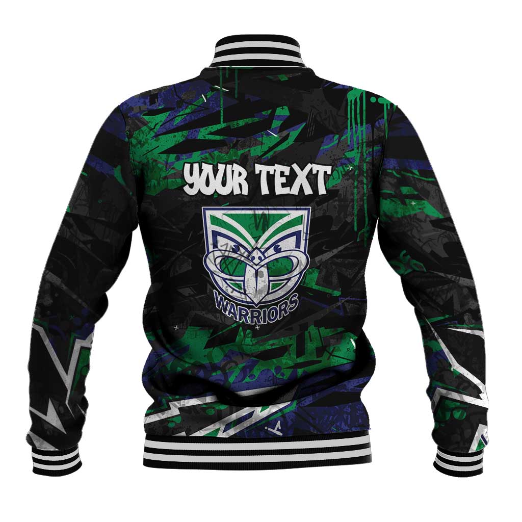 Personalized New Zealand Warriors Baseball Jacket Graffiti Grunge Abstract Urban Street Style Design
