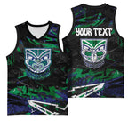 Personalized New Zealand Warriors Basketball Jersey Graffiti Grunge Abstract Urban Street Style Design