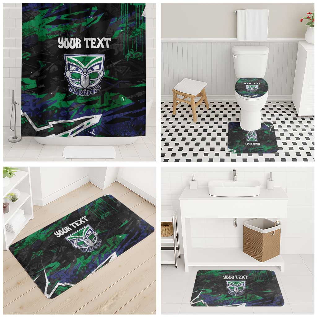 Personalized New Zealand Warriors Bathroom Set Graffiti Grunge Abstract Urban Street Style Design