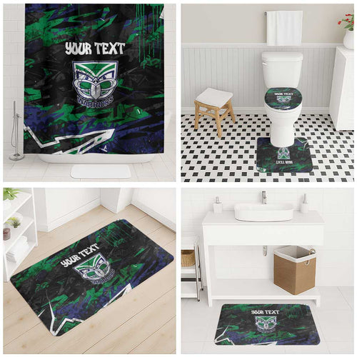 Personalized New Zealand Warriors Bathroom Set Graffiti Grunge Abstract Urban Street Style Design