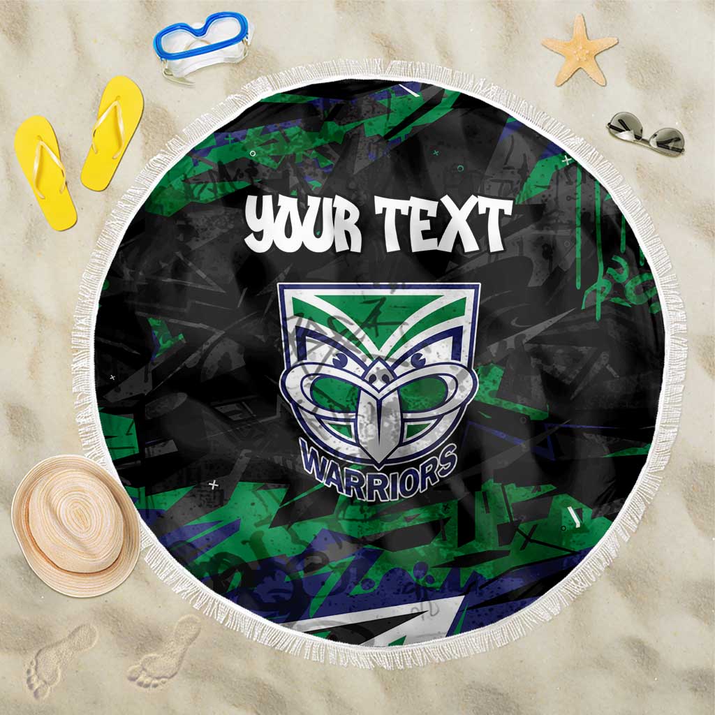 Personalized New Zealand Warriors Beach Blanket Graffiti Grunge Abstract Urban Street Style Design