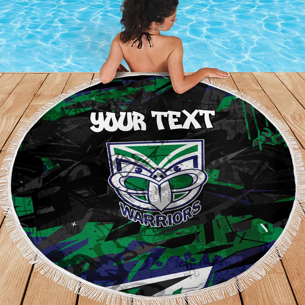 Personalized New Zealand Warriors Beach Blanket Graffiti Grunge Abstract Urban Street Style Design