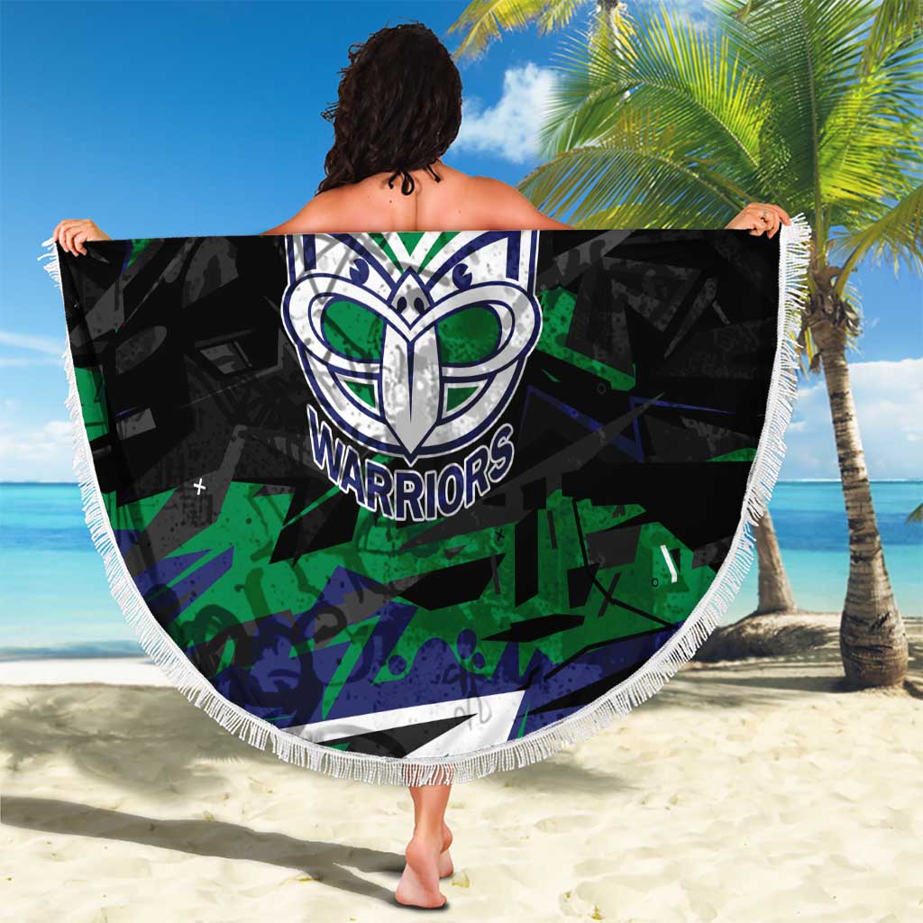 Personalized New Zealand Warriors Beach Blanket Graffiti Grunge Abstract Urban Street Style Design