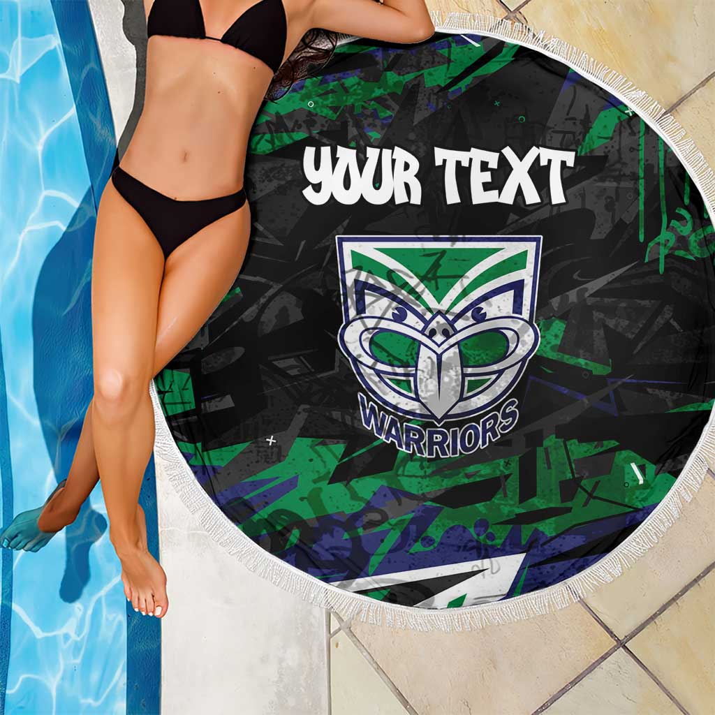 Personalized New Zealand Warriors Beach Blanket Graffiti Grunge Abstract Urban Street Style Design