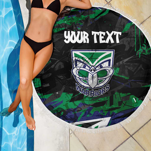 Personalized New Zealand Warriors Beach Blanket Graffiti Grunge Abstract Urban Street Style Design
