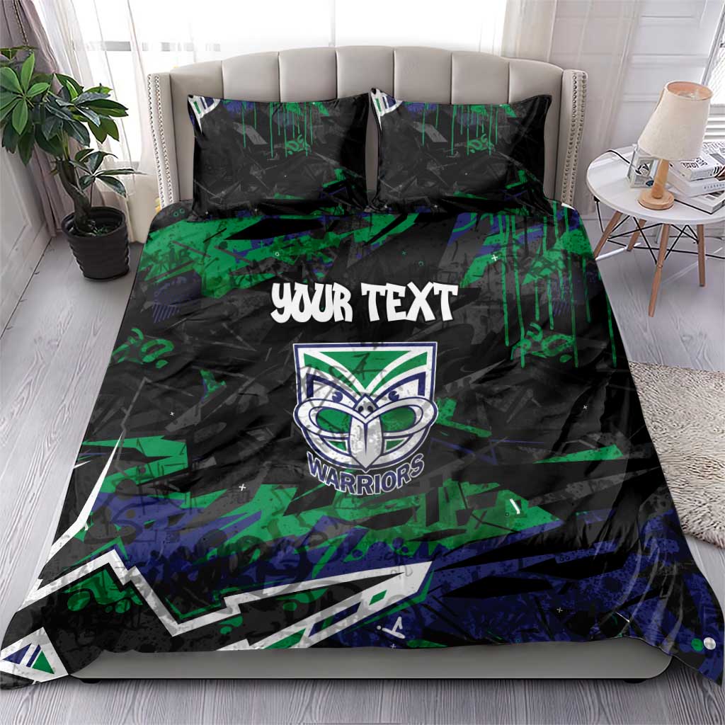 Personalized New Zealand Warriors Bedding Set Graffiti Grunge Abstract Urban Street Style Design