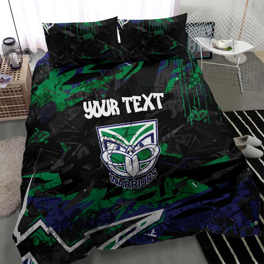 Personalized New Zealand Warriors Bedding Set Graffiti Grunge Abstract Urban Street Style Design