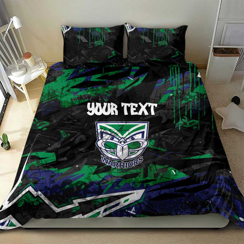 Personalized New Zealand Warriors Bedding Set Graffiti Grunge Abstract Urban Street Style Design
