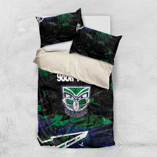 Personalized New Zealand Warriors Bedding Set Graffiti Grunge Abstract Urban Street Style Design