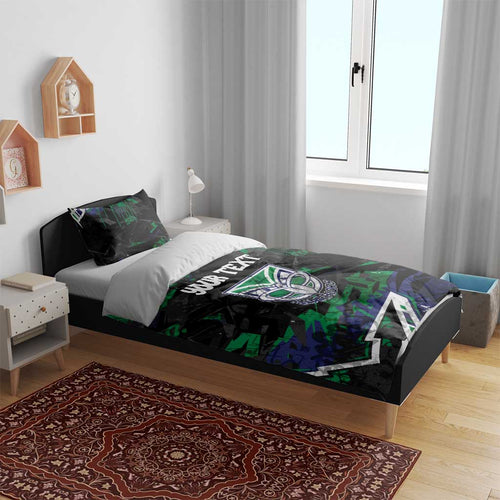 Personalized New Zealand Warriors Bedding Set Graffiti Grunge Abstract Urban Street Style Design