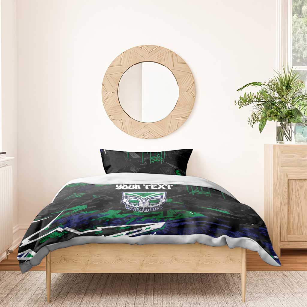 Personalized New Zealand Warriors Bedding Set Graffiti Grunge Abstract Urban Street Style Design