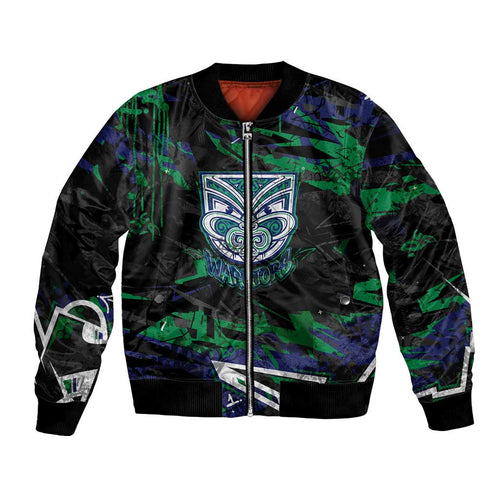 Personalized New Zealand Warriors Bomber Jacket Graffiti Grunge Abstract Urban Street Style Design