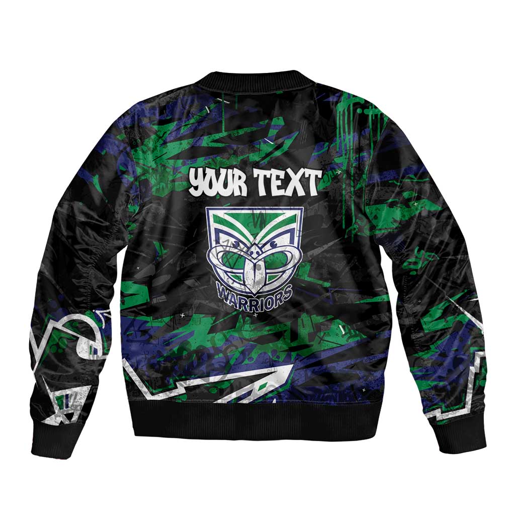 Personalized New Zealand Warriors Bomber Jacket Graffiti Grunge Abstract Urban Street Style Design