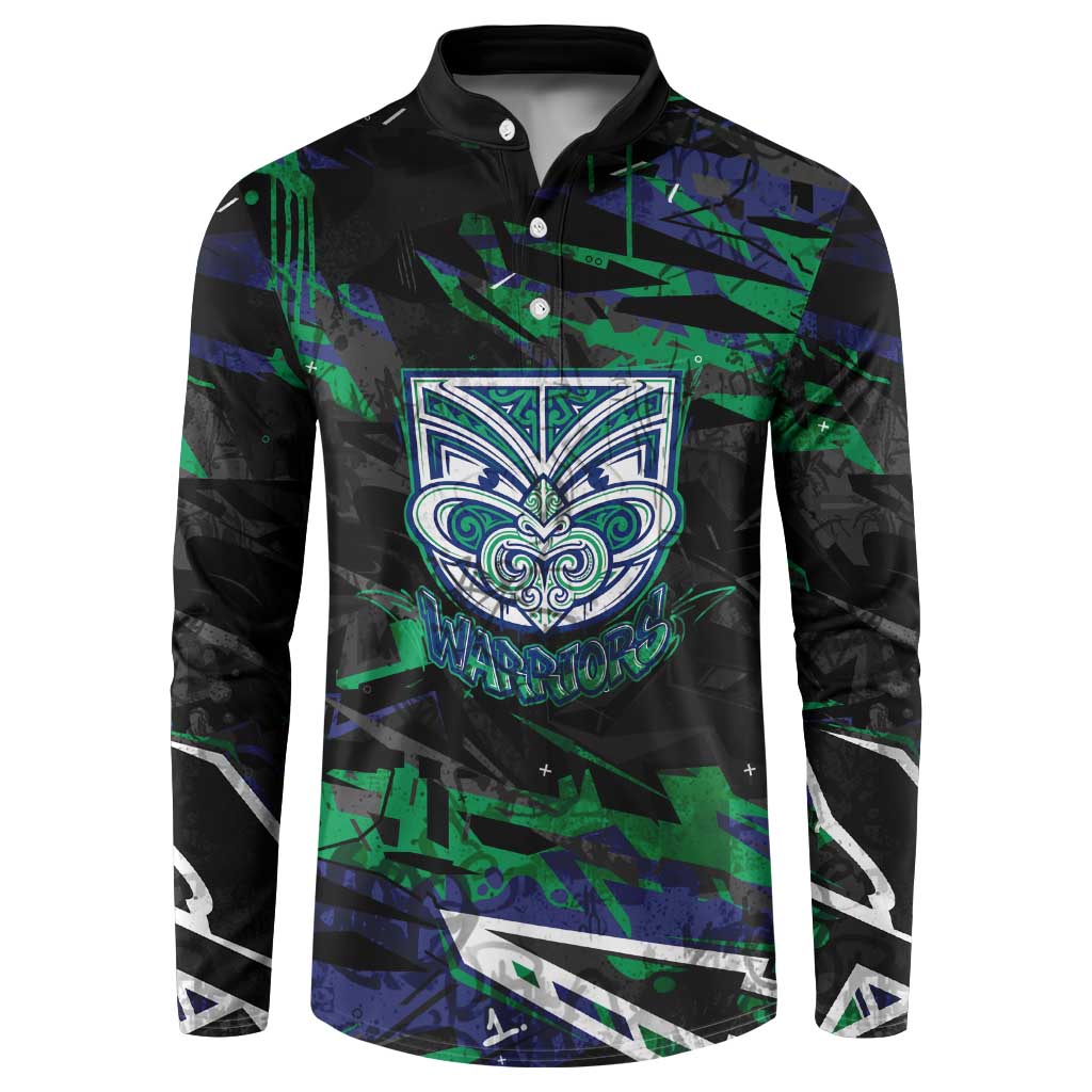 Personalized New Zealand Warriors Button Sweatshirt Graffiti Grunge Abstract Urban Street Style Design