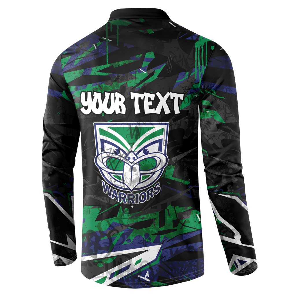 Personalized New Zealand Warriors Button Sweatshirt Graffiti Grunge Abstract Urban Street Style Design