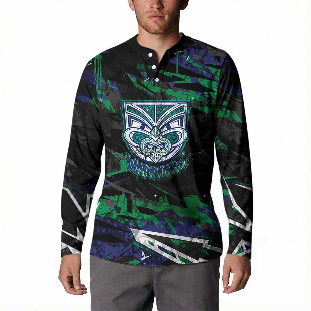 Personalized New Zealand Warriors Button Sweatshirt Graffiti Grunge Abstract Urban Street Style Design
