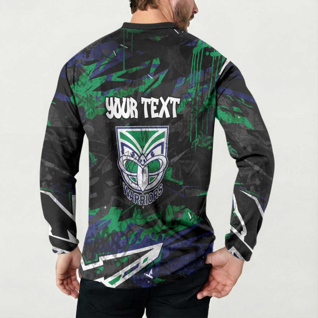 Personalized New Zealand Warriors Button Sweatshirt Graffiti Grunge Abstract Urban Street Style Design