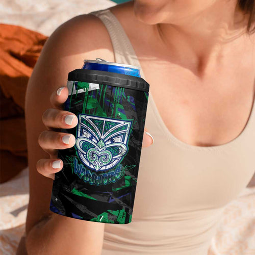 Personalized New Zealand Warriors 4 in 1 Can Cooler Tumbler Graffiti Grunge Abstract Urban Street Style Design