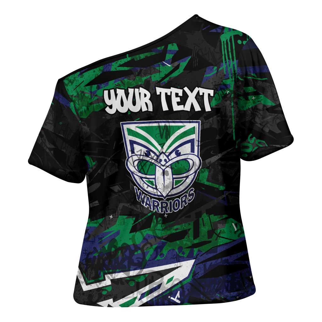 Personalized New Zealand Warriors Cross Shoulder Shirt Graffiti Grunge Abstract Urban Street Style Design