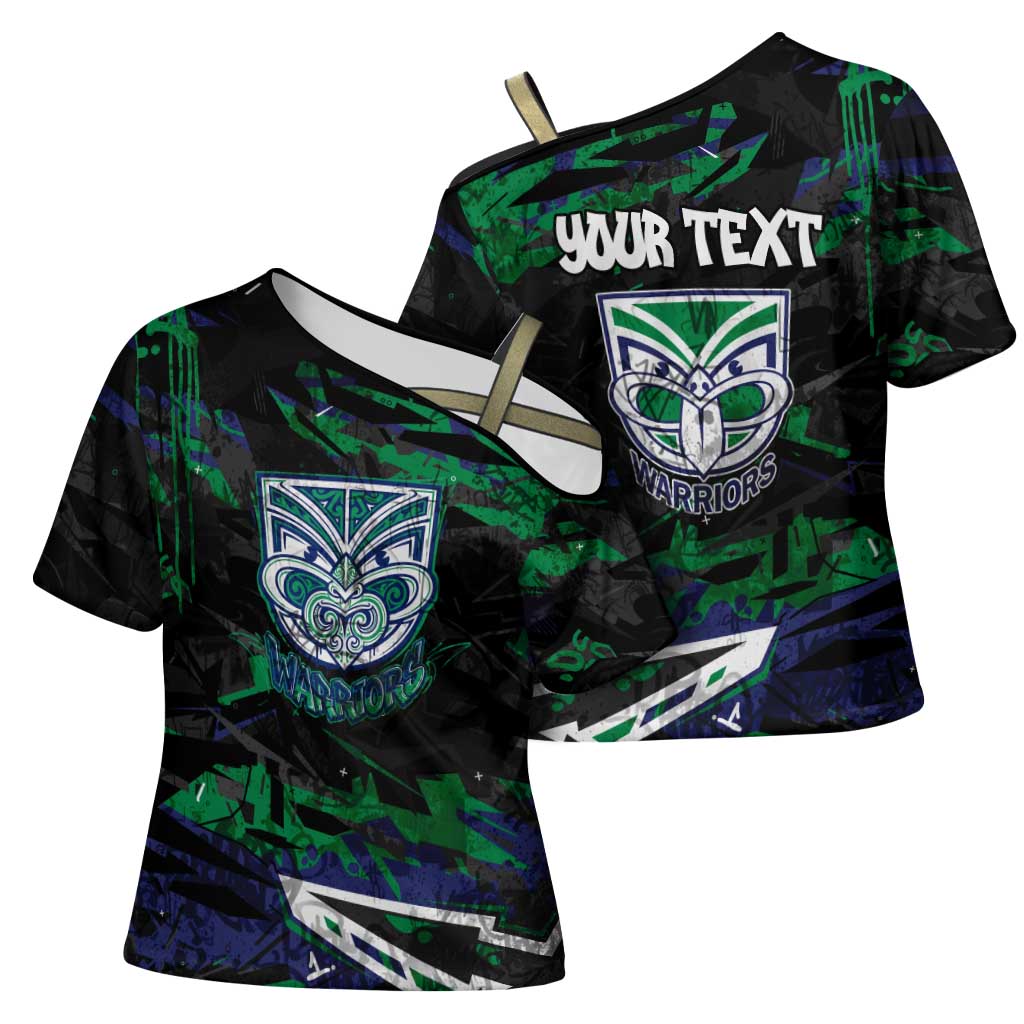 Personalized New Zealand Warriors Cross Shoulder Shirt Graffiti Grunge Abstract Urban Street Style Design