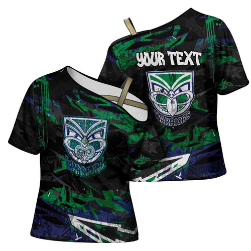 Personalized New Zealand Warriors Cross Shoulder Shirt Graffiti Grunge Abstract Urban Street Style Design