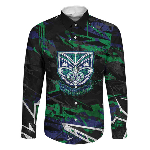 Personalized New Zealand Warriors Family Matching Mermaid Dress and Hawaiian Shirt Graffiti Grunge Abstract Urban Street Style Design