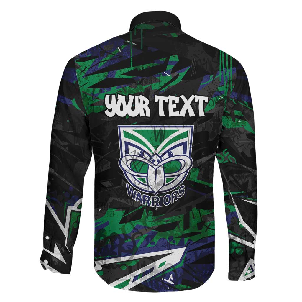 Personalized New Zealand Warriors Family Matching Off The Shoulder Long Sleeve Dress and Hawaiian Shirt Graffiti Grunge Abstract Urban Street Style Design
