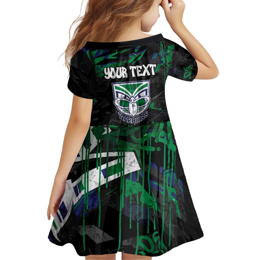 Personalized New Zealand Warriors Family Matching Off Shoulder Maxi Dress and Hawaiian Shirt Graffiti Grunge Abstract Urban Street Style Design