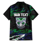 Personalized New Zealand Warriors Family Matching Off Shoulder Maxi Dress and Hawaiian Shirt Graffiti Grunge Abstract Urban Street Style Design