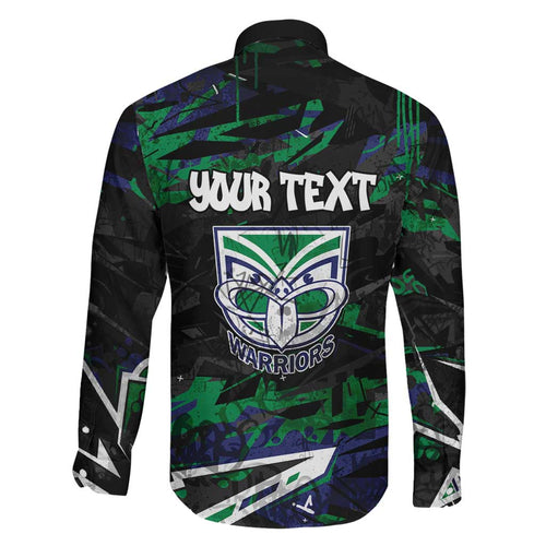 Personalized New Zealand Warriors Family Matching Off Shoulder Short Dress and Hawaiian Shirt Graffiti Grunge Abstract Urban Street Style Design