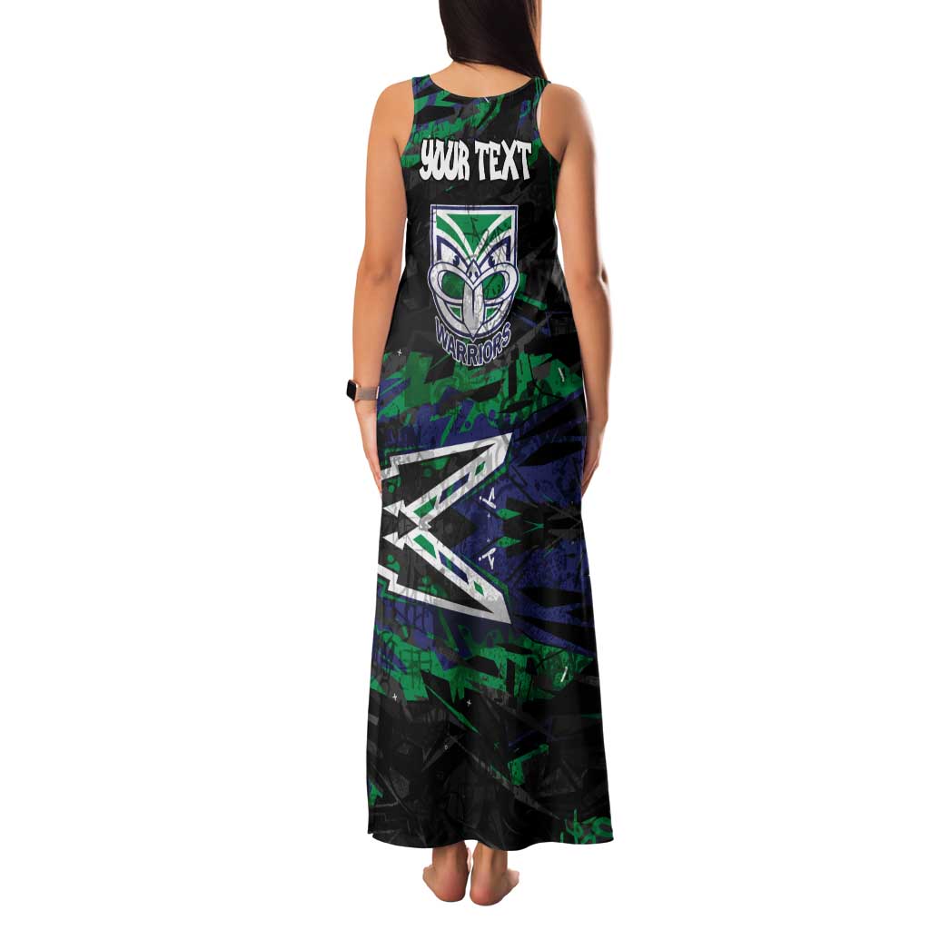 Personalized New Zealand Warriors Family Matching Tank Maxi Dress and Hawaiian Shirt Graffiti Grunge Abstract Urban Street Style Design