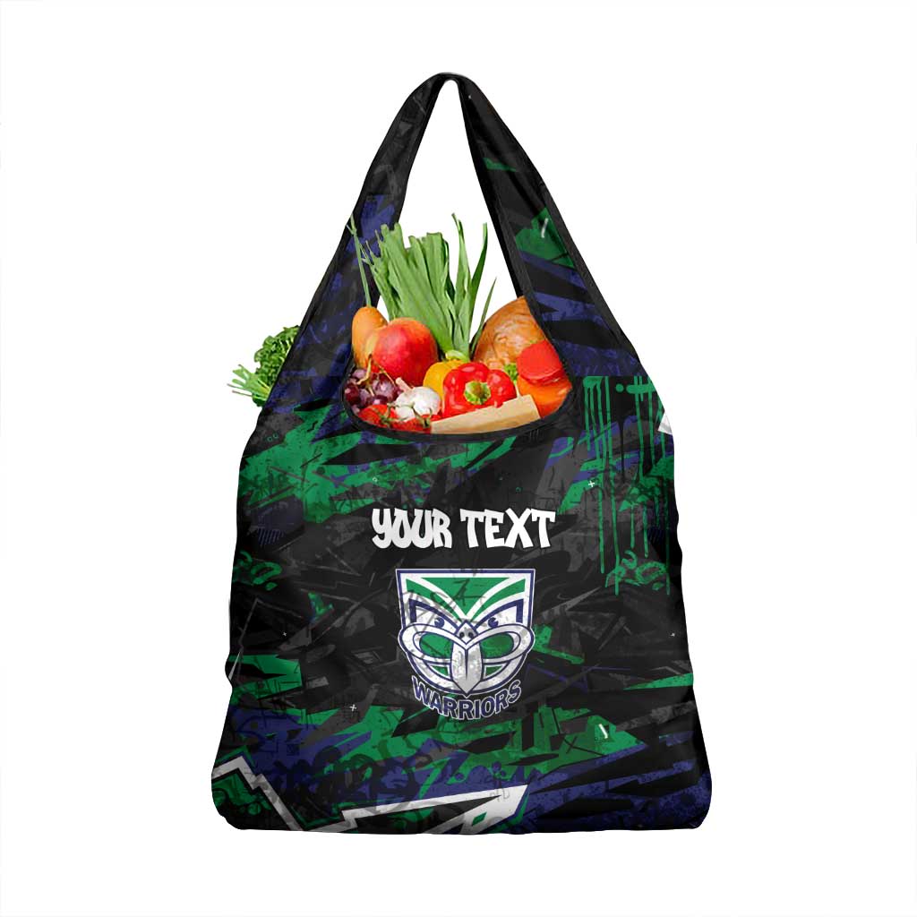 Personalized New Zealand Warriors Grocery Bag Graffiti Grunge Abstract Urban Street Style Design