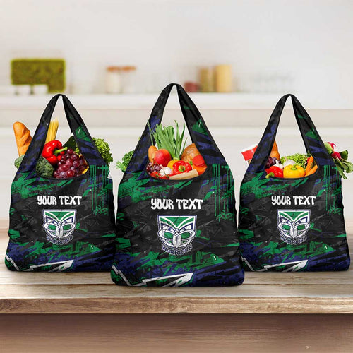 Personalized New Zealand Warriors Grocery Bag Graffiti Grunge Abstract Urban Street Style Design