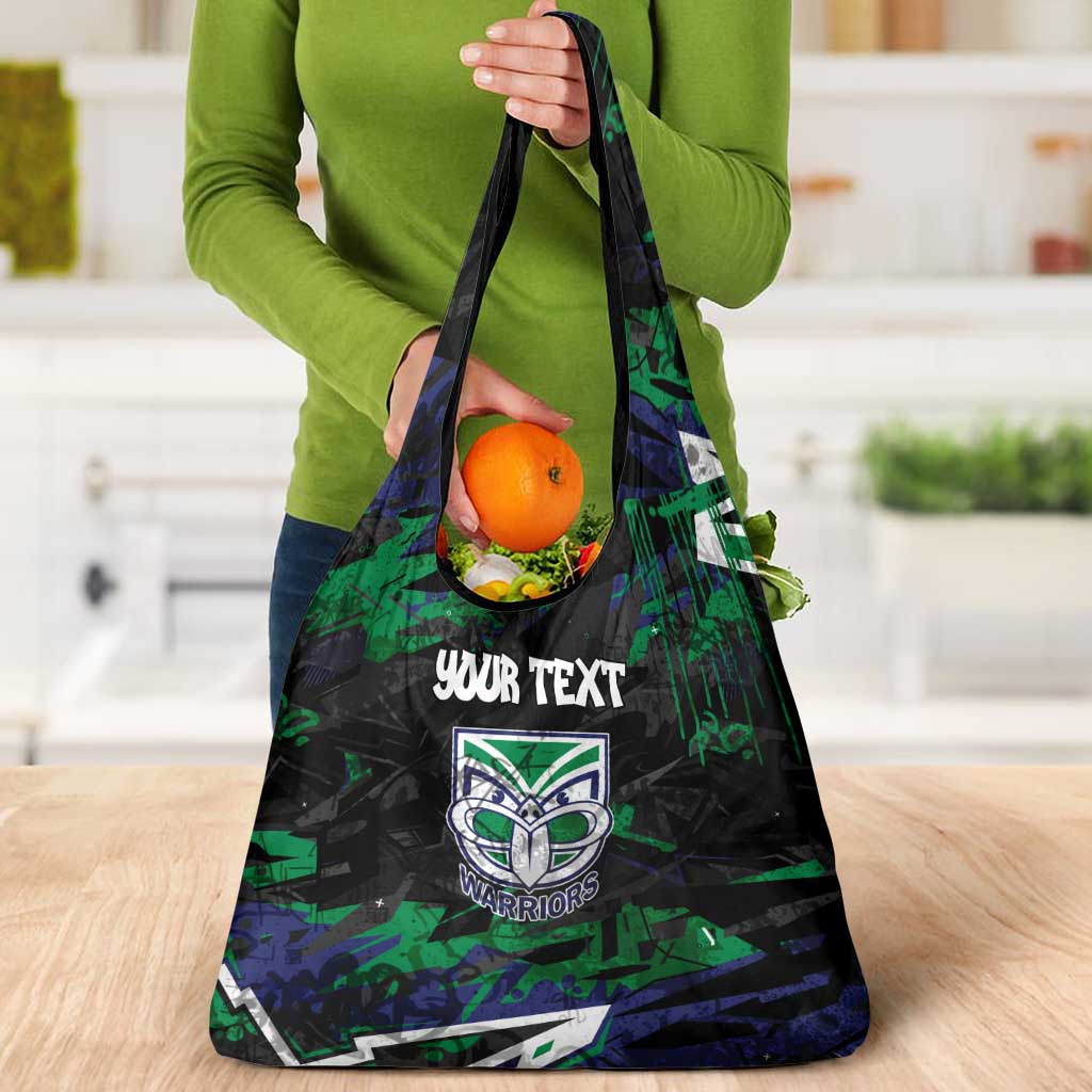 Personalized New Zealand Warriors Grocery Bag Graffiti Grunge Abstract Urban Street Style Design